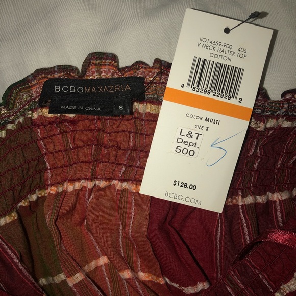 BCBGMAXAZRIA V Neck Halter Top Cotton (New w Tags) - Picture 5 of 5